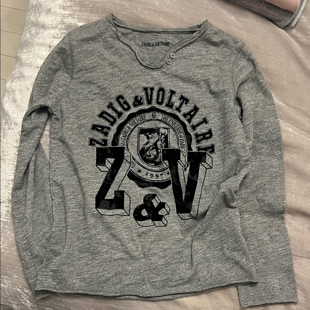 Zadig & Voltaire Charcoal Long Sleeve Tee for Kids